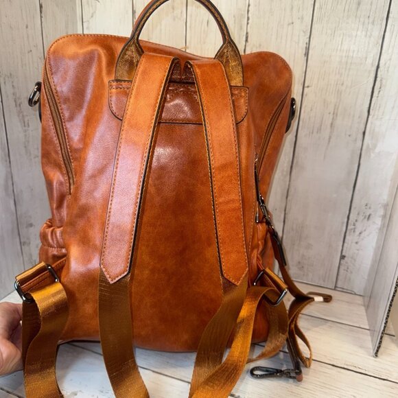 CLUCI Greene Women's Large PU Leather Backpack Purse For Commuting Oil Wax NWOT - Picture 7 of 13